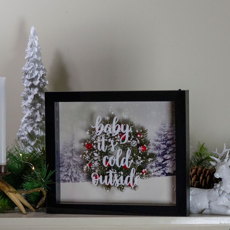 Northlight 14" Black Framed 3D "Baby It's Cold Outside" Christmas LED Decor Box, 2 of 6