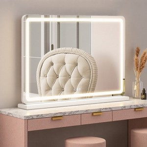 FONTOI Vanity Mirror with Adjustable Lighting and Touch Screen Control Square Design for Makeup and Grooming for Bedroom Bathroom, White - 1 of 4