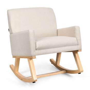 Costway Modern Upholstered Rocking Chair Rocking Armchair for Living Room Bedroom Beige