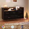 Modern 5-Drawer Dresser with Charging Station & LED Lights, Wide Wood Storage Cabinet for Bedroom, Entryway, Living Room, 47" Wide, Black - 3 of 4