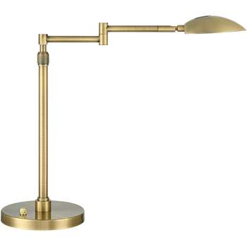 Possini Euro Design Eliptik 24 1/2" High Mid Century Modern Desk Lamp LED Adjustable Swing Arm Warm Gold Iron Single Home Office Living Room Bedroom