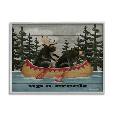 Stupell Industries Up A Creek Woodland Cabin Canoe Framed Giclee Art