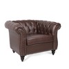 CAVINAS PU Leather Accent Chair with Button Tufted Back and Birch Wooden Legs,Upholstered Living Room Chairs,Reading Chairs for Living Room - 2 of 4