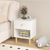 KWPZQEB Wood Nightstand, Bed Side Table with Open Shelf & Drawer, Modern Night Stand with Solid Wood Legs for Bedroom Living Room Small Space - 3 of 4