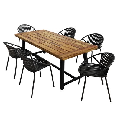 Christopher Knight Home Pablo 7 Pieces Outdoor Modern Dining Set with Stackable Chair