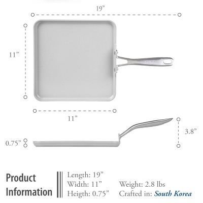 11" Gray Ceramic Nonstick Square Griddle Pan
