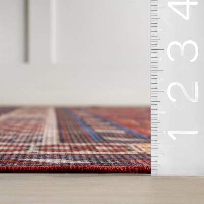 Damaris Brick Red Synthetic Medallion Washable Area Rug, 4' x 6'