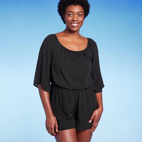 Plus size hotsell black romper shorts