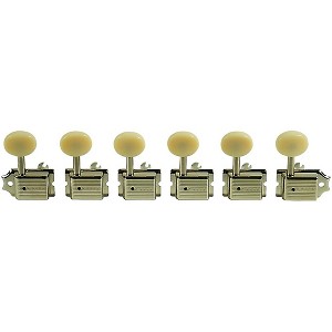 Kluson 6-In-Line Deluxe Series Oval Plastic Single Line Logo Tuning Machines Nickel - 1 of 1