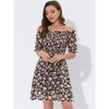 Allegra K Women's Square Neck Summer Short Sleeve Floral Smocked Dress - 2 of 4