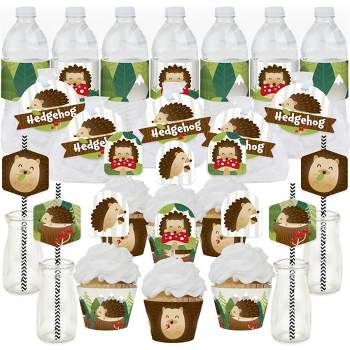 Big Dot of Happiness Forest Hedgehogs - Woodland Birthday Party or Baby Shower Favors and Cupcake Kit - Fabulous Favor Party Pack - 100 Pieces