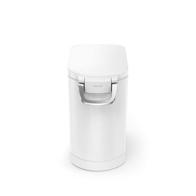 Medium White Steel Airtight Pet Food Storage Container with Scoop