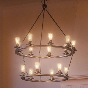 Urban Ambiance Luxury Industrial Chandelier,  41-5/8" x 36",  Brushed Nickel Finish, UHP2246 - 1 of 4