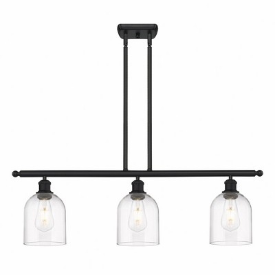 Bella - 3 Light Stem Hung Island In Industrial Style-10 Inches Tall and 36 Inches Wide