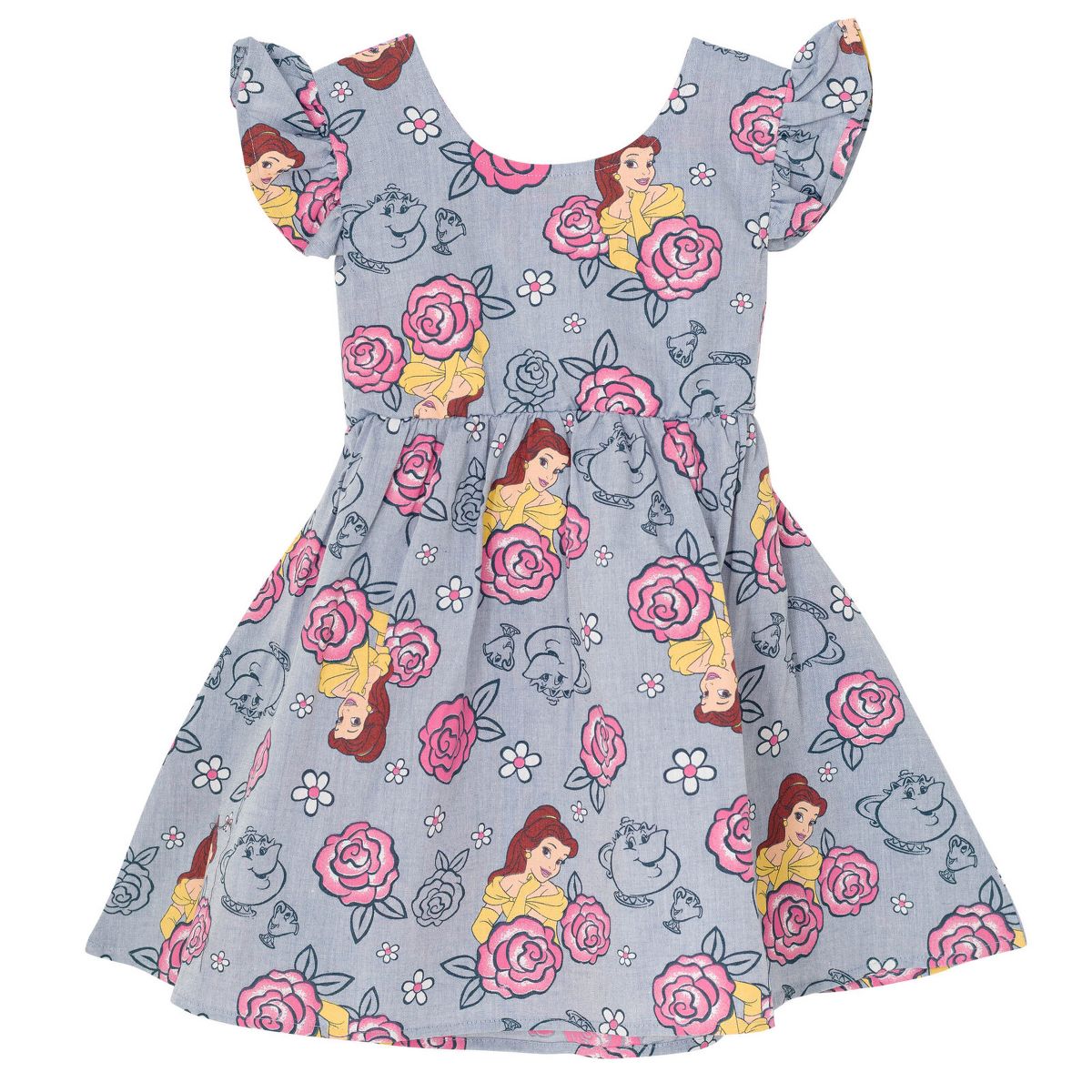 Disney Floral Girls Chambray Skater Dress Toddler Sizes (0-3 Months - 14-16)