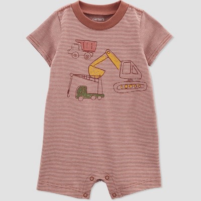 Image of Carter's Just One You® Baby Boys' Construction Romper - Brown 3M