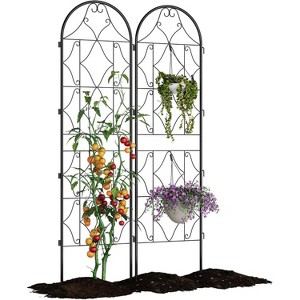 22x75in Metal Garden Trelli, Climbing Plant Support for Rose, Vine, Vegetable, Outdoor Arch Trelli for Patio, Yard, Vertical Gardening, 2Pcs - 1 of 4