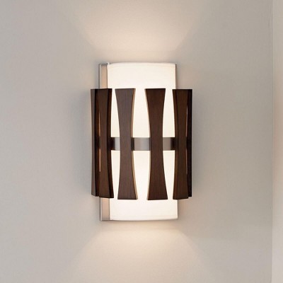 Auburn Stained Wood and Clear Glass Wall Sconce