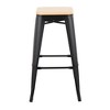 Contemporary Steel and Wood Bar Stool with Fixed Height and Stackable Design for Home Bar or Kitchen (Set of 2) - 3 of 4