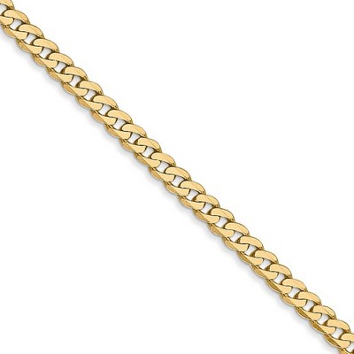 Black Bow Jewelry 2.9mm 14k Yellow Gold Solid Beveled Curb Chain Necklace