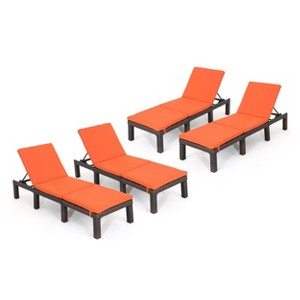 GDFStudio Laraine Outdoor Wicker Armless Adjustable Chaise Lounges with Cushion (Set of 4) - 1 of 4