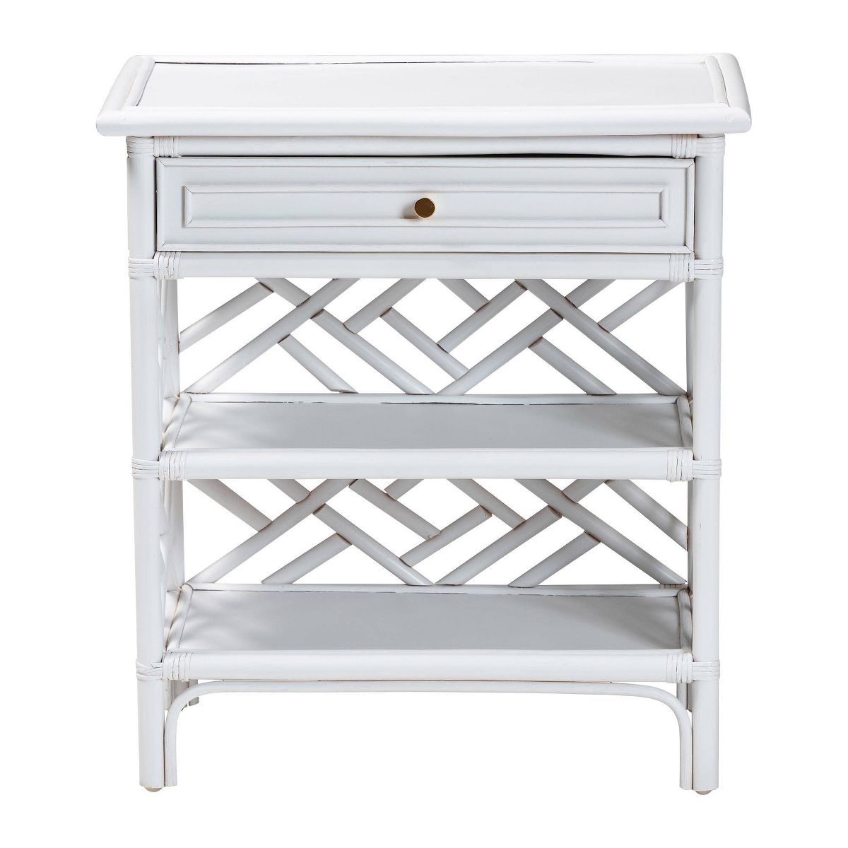 bali & pari Tiaret Natural Rattan Nightstand with Drawer and Shelves White - thumbnail 4