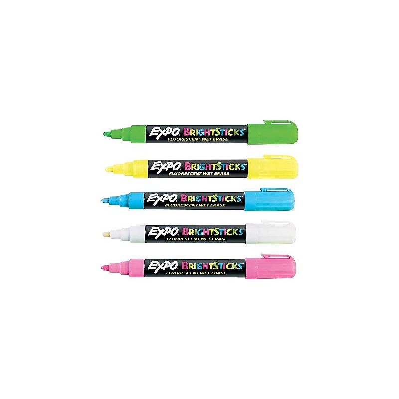 EXPO Bright Sticks Wet-Erase Fluorescent Marker Set Bullet Tip Assorted 14075, 2 of 9