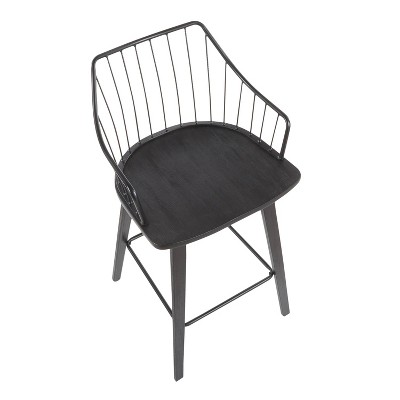 Winston Black Wood and Metal Swivel Counter Stool