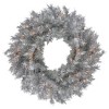 Northlight Pre-Lit Tinsel Artificial Christmas Wreath - 24" - Silver - Clear Lights - 2 of 4