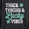 Women's - Instant Message - Thick Thighs And Lucky Vibes Lightweight French Terry Wide Neck Long Sleeve Graphic Shirt - 2 of 4
