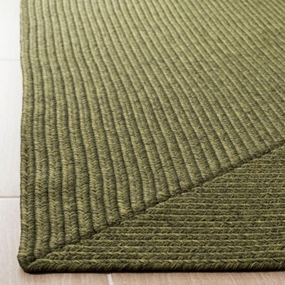 Handmade Green Braided 3' x 3' Square Area Rug
