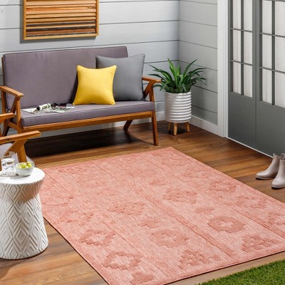 Hiro 6'7" x 9' Orange Polypropylene Outdoor Rug