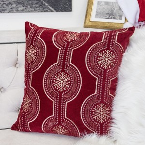 Kumasinova 20" Square Holiday Embroidered Throw Pillows,Velvet Festive Couch Pillows with Snowflake/Geometric Embroidery,Decorative Pillows for Bed - 1 of 4