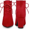 Perphy Women's Pointed Toe Lace Up Block Heel Ankle Boots - 2 of 4