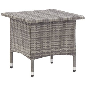 vidaXL Tea Table Gray 19.7 in.x19.7 in.x18.5 in. Poly Rattan - 1 of 4