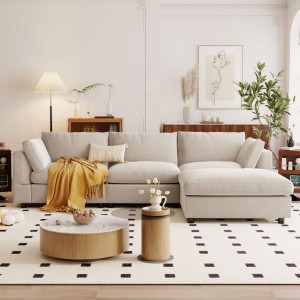 Versatile Upholstered Sectional Sofa, L-Configured Couch with Flipable Chaise - 1 of 4
