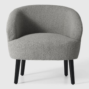 WestinTrends Alexandria 29" Wide Mid Century Modern Faux Shearling Barrel Accent Arm Chair - 1 of 4