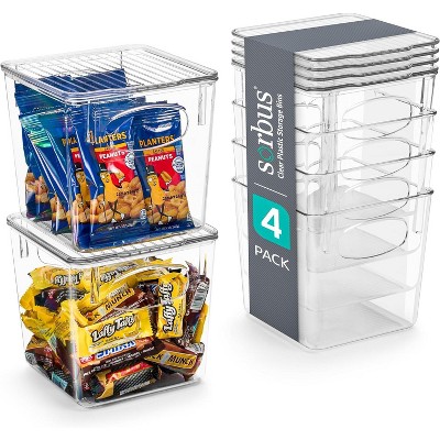 Sorbus Clear Small Plastic Storage Bins - for Kitchen Organization and Storage, Pantry, Fridge, Cabinets