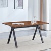 Dolonm Dark Brown Herringbone Dining Table with Metal Legs, 63" Modern Industrial Style for Kitchen & Office - 4 of 4