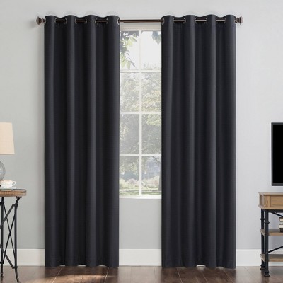 Array Woven Dobby Draft Shield Fleece Insulated 100% Blackout Grommet Curtain Panel - Sun Zero