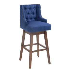 Zeus & Ruta 360 Degree Solid Wood Legs Swivel Bar Stools Set of 2, Counter Height Chairs with Footrest - 1 of 4