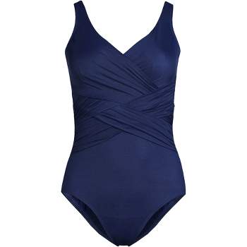 Land’s End One Piece Swimsuit Built in Bra 14 Navy