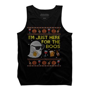 Men's Design By Humans Funny Here For The Boos Ugly Halloween Sweater By DragonTee Tank Top - 1 of 4