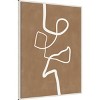 32"x42" Brown Single Line Artwork by Elena Ristova Framed Canvas Wall Art Print White - Amanti Art - 2 of 4