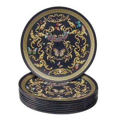 Silver Spoons Butterfly Garden Design Plastic Plates for Party, Heavy Duty Disposable Dinner Set (10 PC)