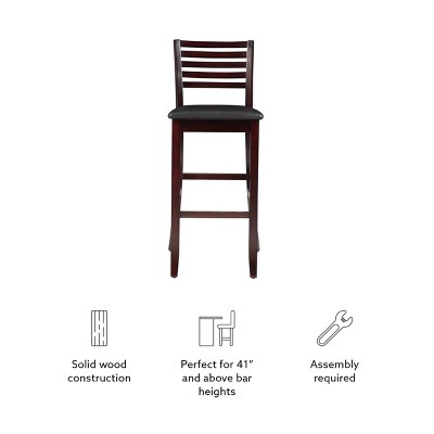 Merlot Espresso 30" Ladder Back Barstool with Padded Seat