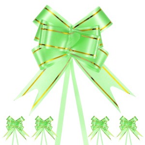 Unique Bargains Plastic Durable Glossy Appearance Waterproof Gift Wrap Satin Pull Bows 100 Count - 1 of 4