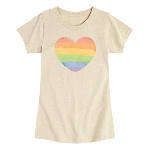 Girls' - Instant Message - Rainbow Heart -Toddler Girls Short Sleeve T-shirt Short Sleeve Graphic T-Shirt - 1 of 3