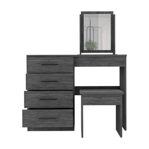 PAGED Vanity Desk Transitional Style Makeup Vanity with Fold Down Mirror and Hair Dryer Holster for Bedroom, Locker Room - 1 of 4