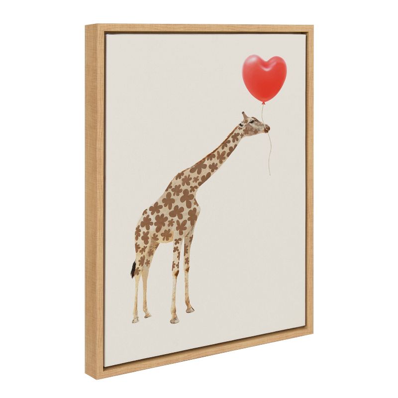 Kate &#38; Laurel All Things Decor 18&#34;x24&#34; Sylvie Giraffe in Love Framed Canvas Wall Art by July Art Prints Natural Zoo Animal, 2 of 6